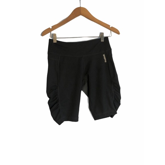 Reebok Playdry Scrunch Biker Shorts Womens‎ Small Stretch Black - Picture 1 of 4